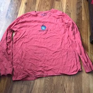 Positivitees long sleeve coffee tshirt red